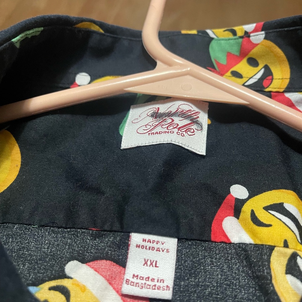 North Pole Trading Company Men’s Christmas Emoji Button Down Shirt.